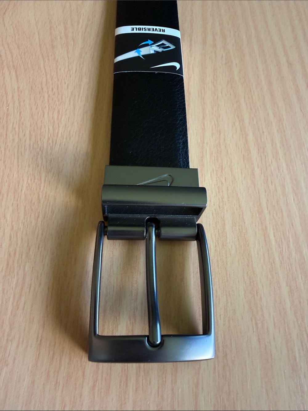 Nike Black Leather Belt with Gunmetal Buckle